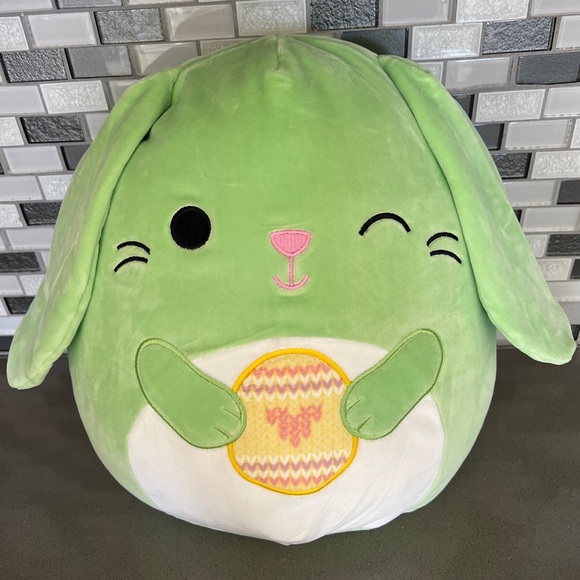 Squishmallows Easter Squad HARA The Green Bunny Holding Easter Egg 14โ BRAND NEW - Picture 3 of 16